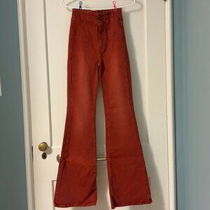 We the Free Jayde flare pants size 25 high rise in brick red boho hippie